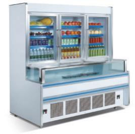 Combination display chiller with glass-door top, split unit