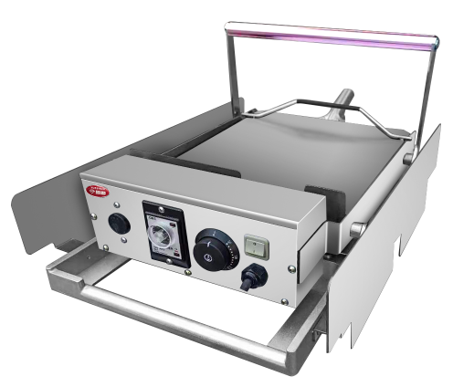 Electric double burger grill, stainless steel