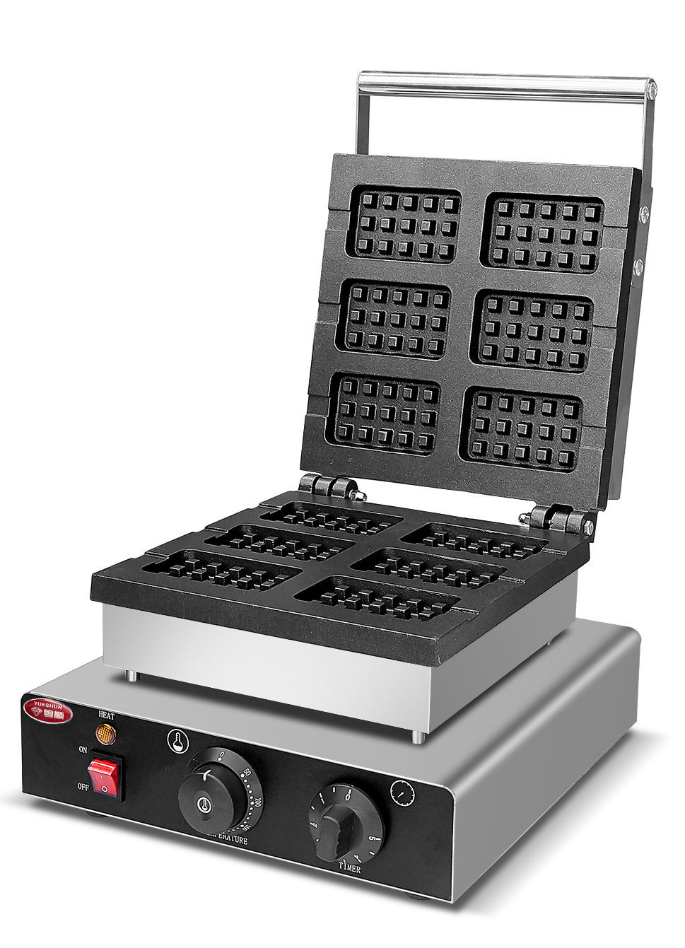 Electric square waffle maker, 6 pieces