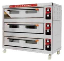 Gas deck oven, 3 decks, 6 trays, 840 mm deep