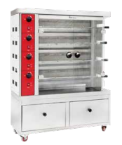 Gas freestanding chicken rotisserie with drawer