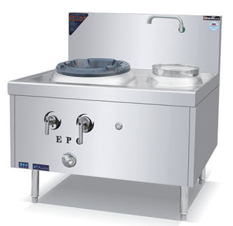 Gas wok stove, 1 burner + 1 warmer