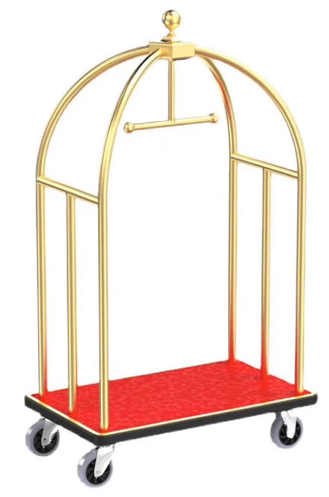 Gold luggage trolley