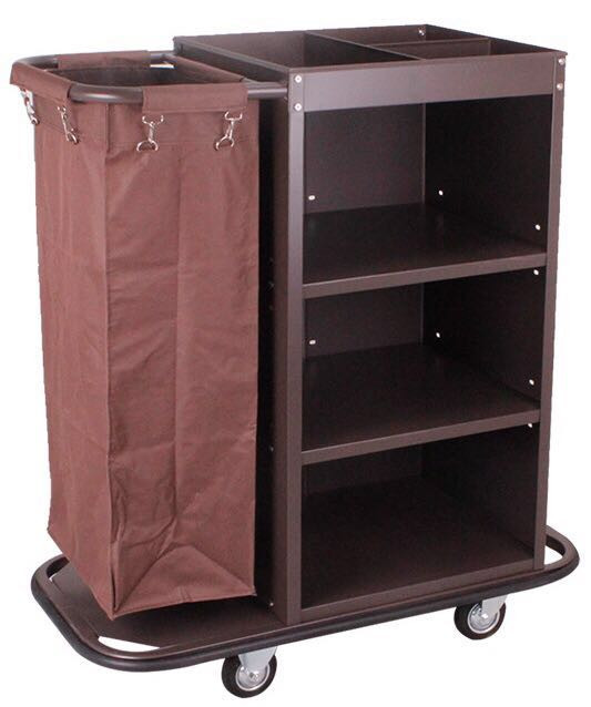 Hotel housekeeping trolley with linen bags