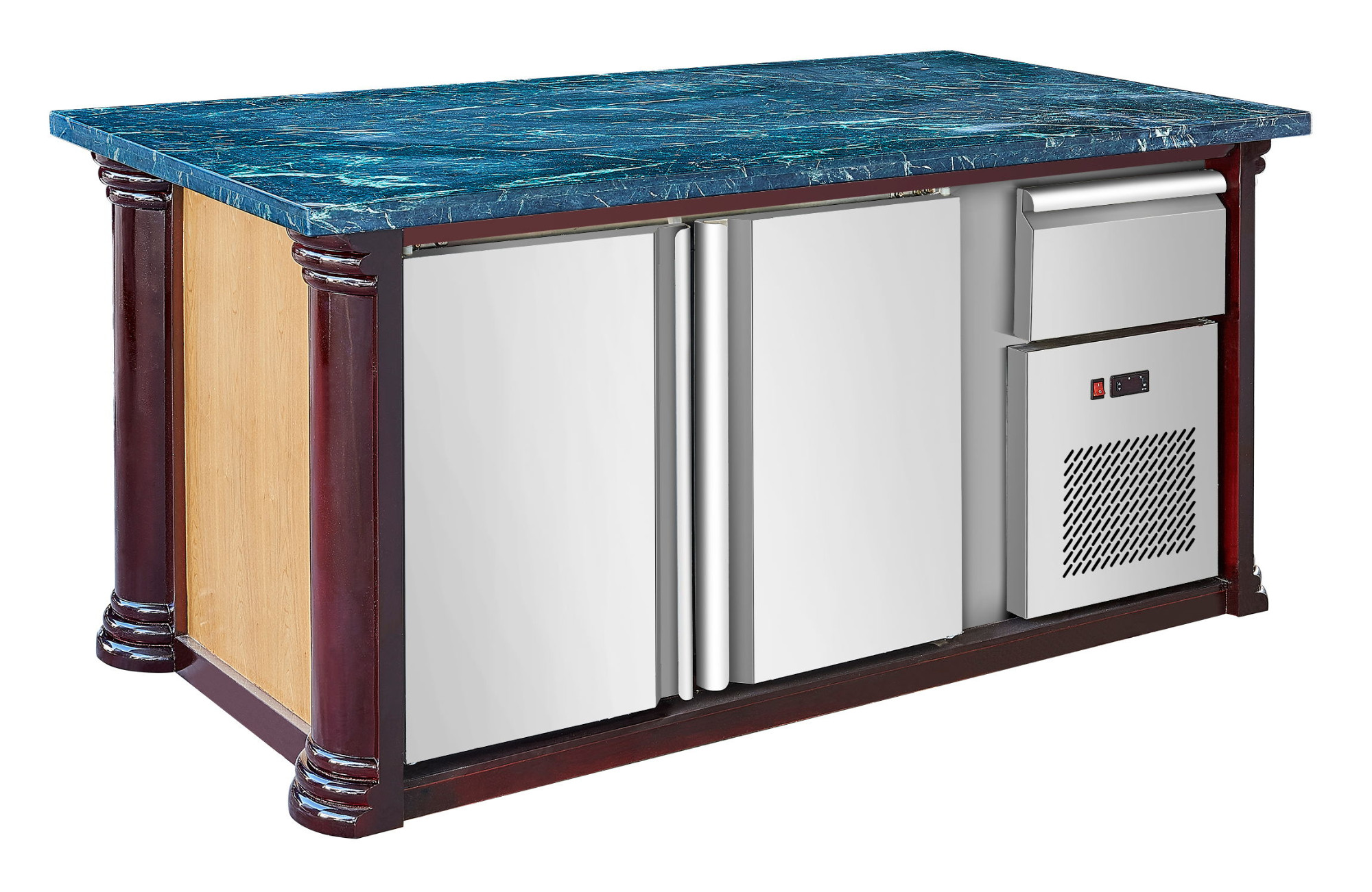 Marble-top salad worktable chiller, 2 doors