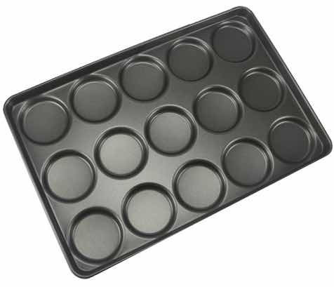 Non-stick burger bun pan, 15 holes