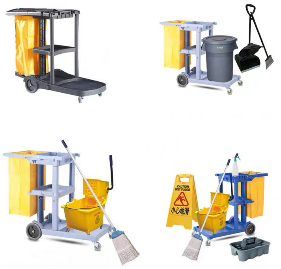Plastic cleaning trolley