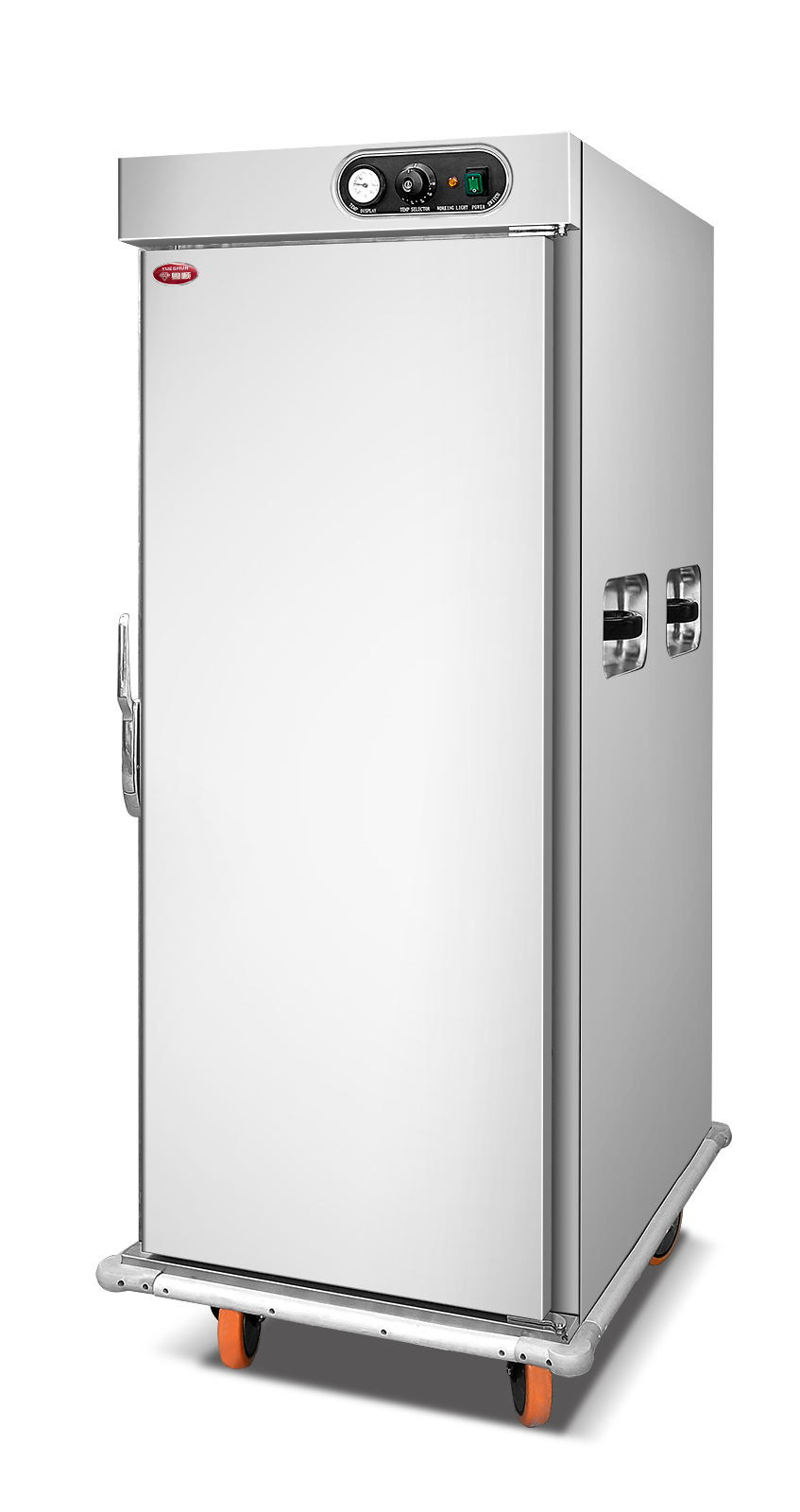 Stainless steel heated food trolley, 1795 mm high