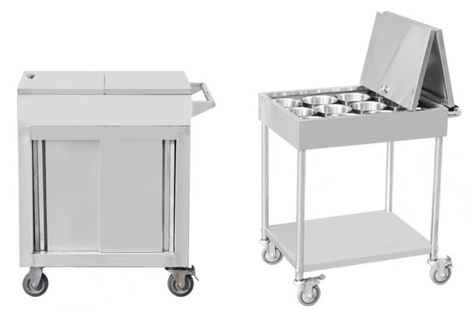 Stainless steel mobile seasoning trolley