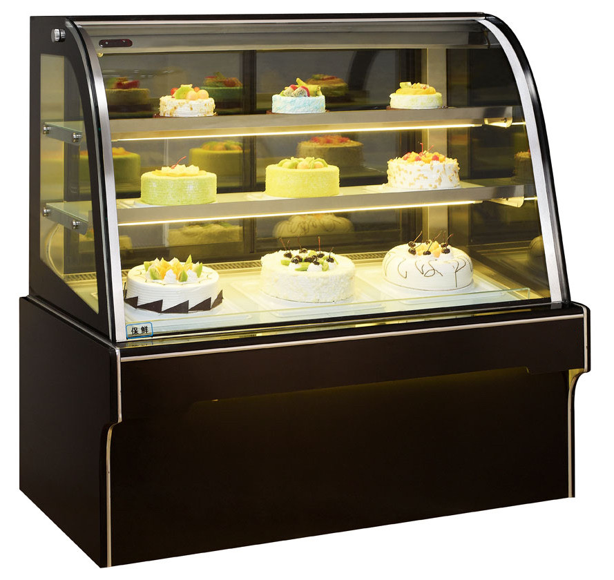 Cake showcase, curved glass, marble
