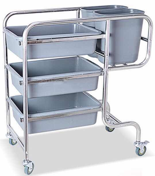 Collection trolley with plastic tubs