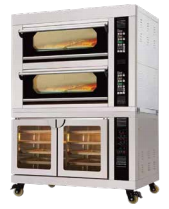 Electric deck oven with proofer, 2 decks, 4 trays