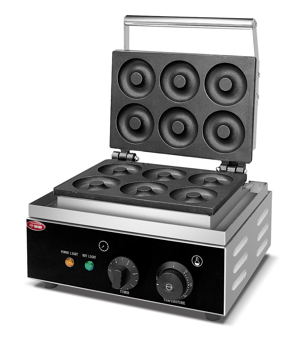 Electric donut-shaped waffle maker