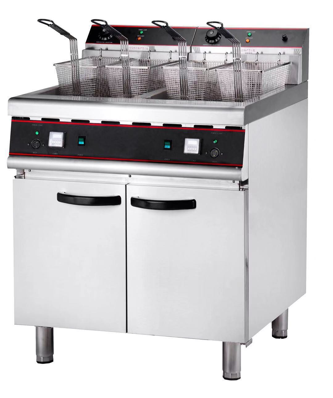 Electric twin-tank fryer, 4 baskets