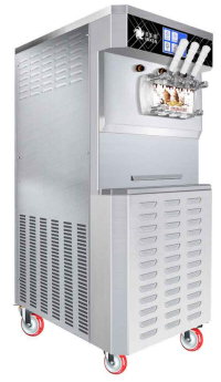 Freestanding soft serve ice cream machine with touch screen, side view