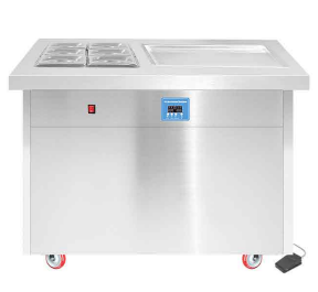 Fried ice cream machine, square pan, with GN pans