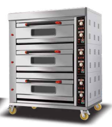 Gas deck oven, 3 decks, 6 trays, 890 mm deep