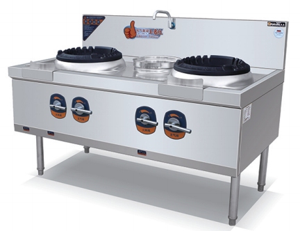Gas wok stove, 2 burners + 1 warmer, 1500–1800 mm