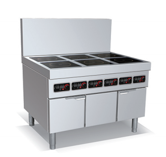 Induction clay-pot stove, 6 zones