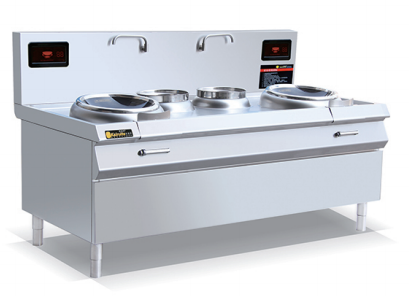 Induction wok stove, 2 woks + 2 warmers