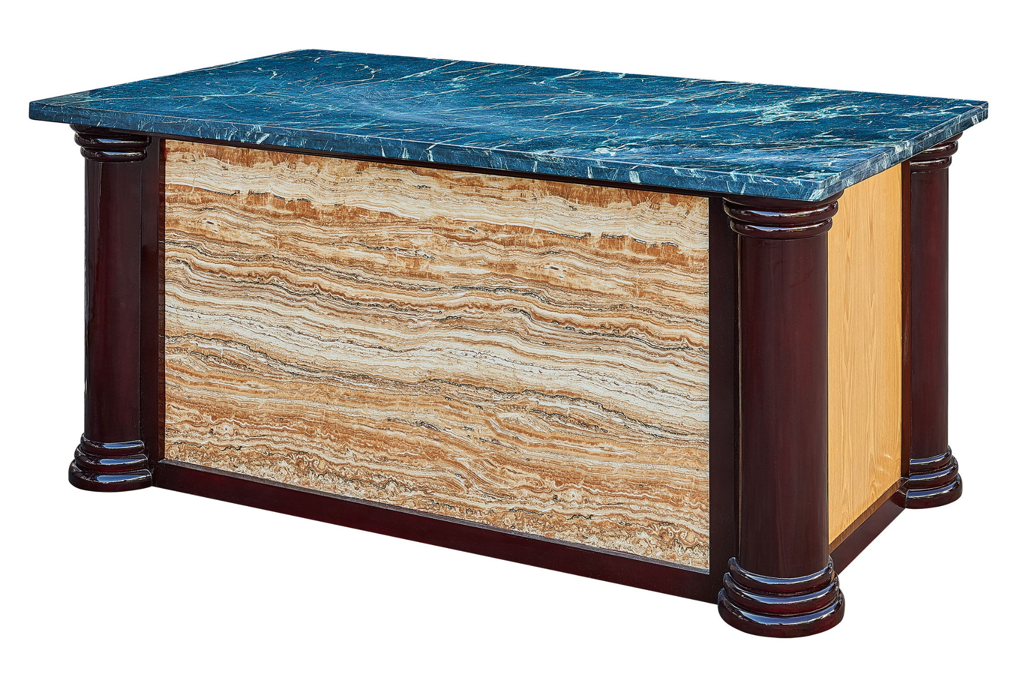 Marble-top salad worktable chiller, 2 doors, side view