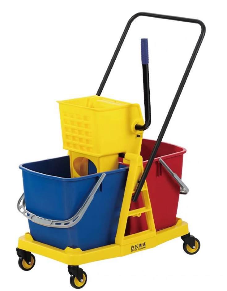 Plastic double mop bucket trolley, 60 L