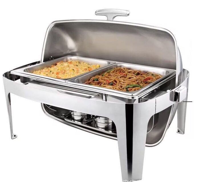 Rectangular roll-top chafing dish