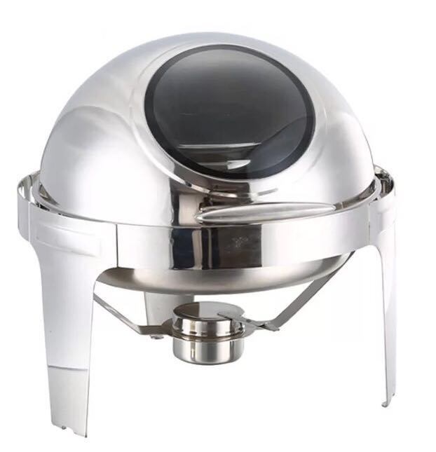 Round roll-top chafing dish, with window lid closed