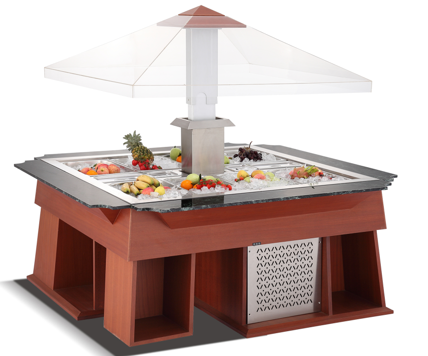 Square island salad display chiller, 8 × GN 1/1