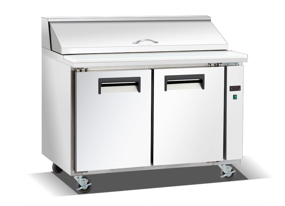 Stainless 2-door pizza prep chiller