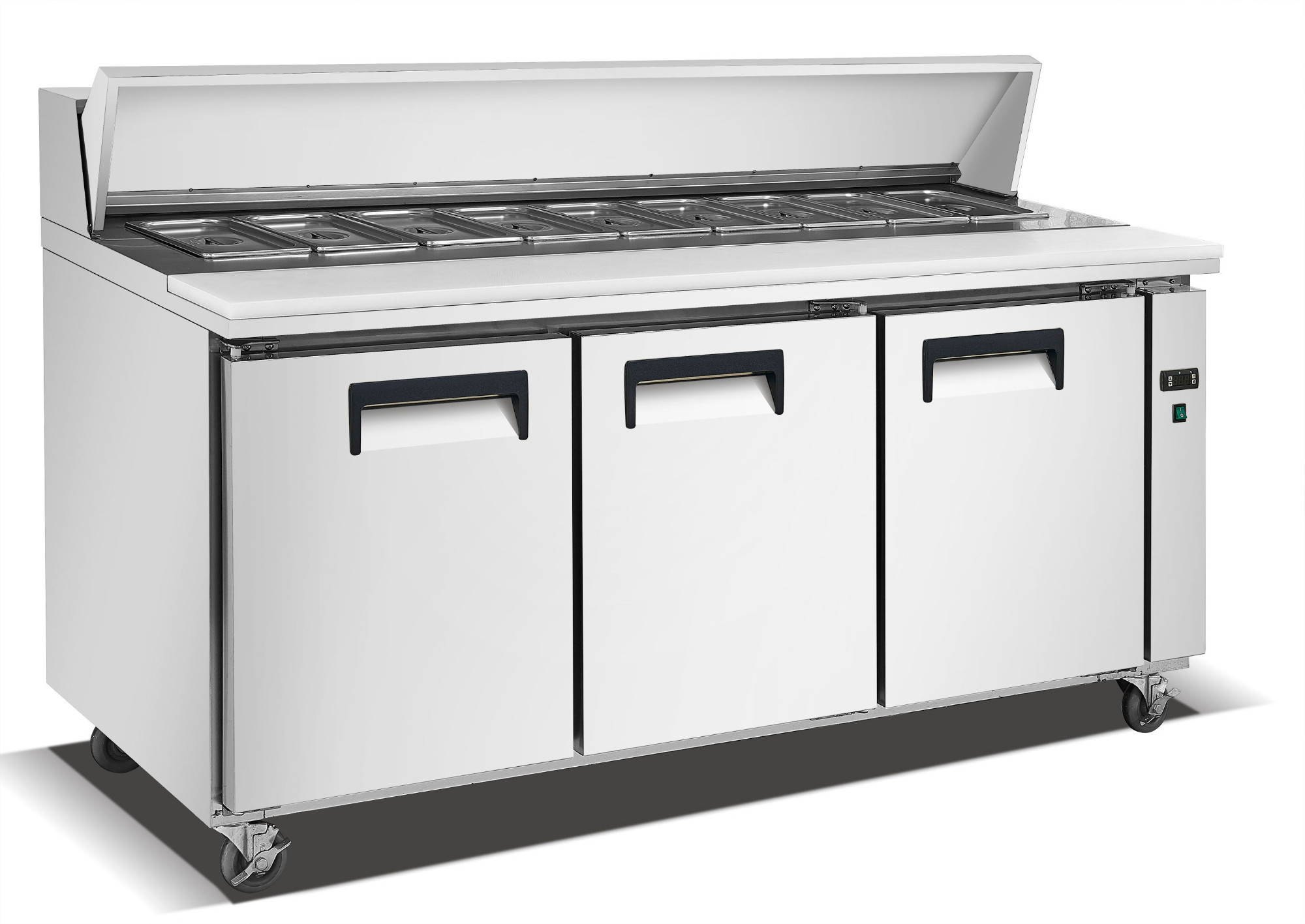 Stainless 3-door pizza prep chiller