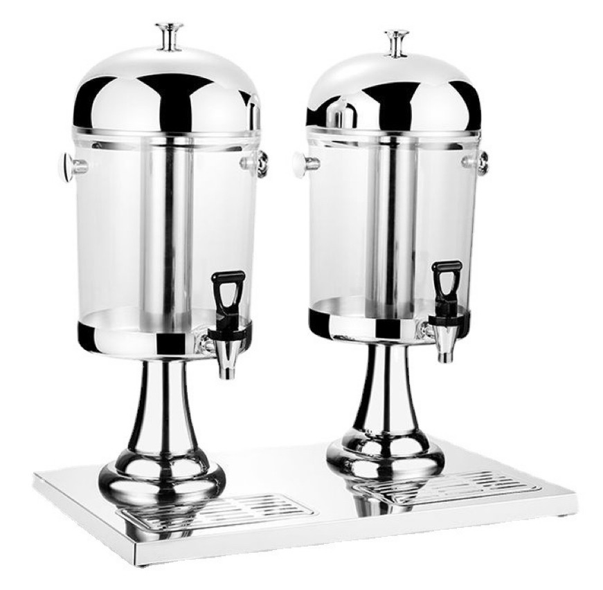 Stainless steel double juice dispenser, 2 × 8 L