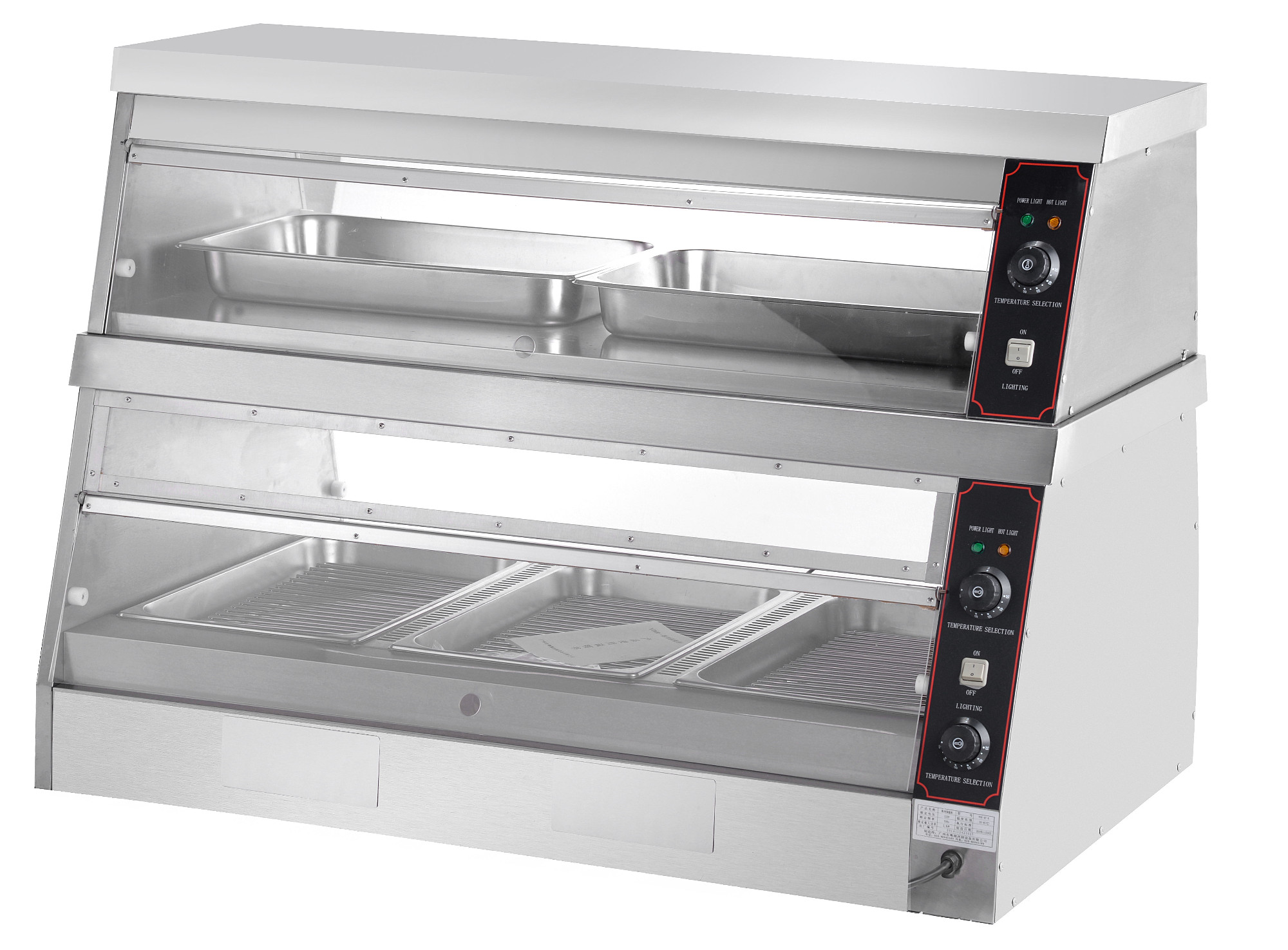 Stainless steel electric food warmer cabinet, 1200–1800 mm