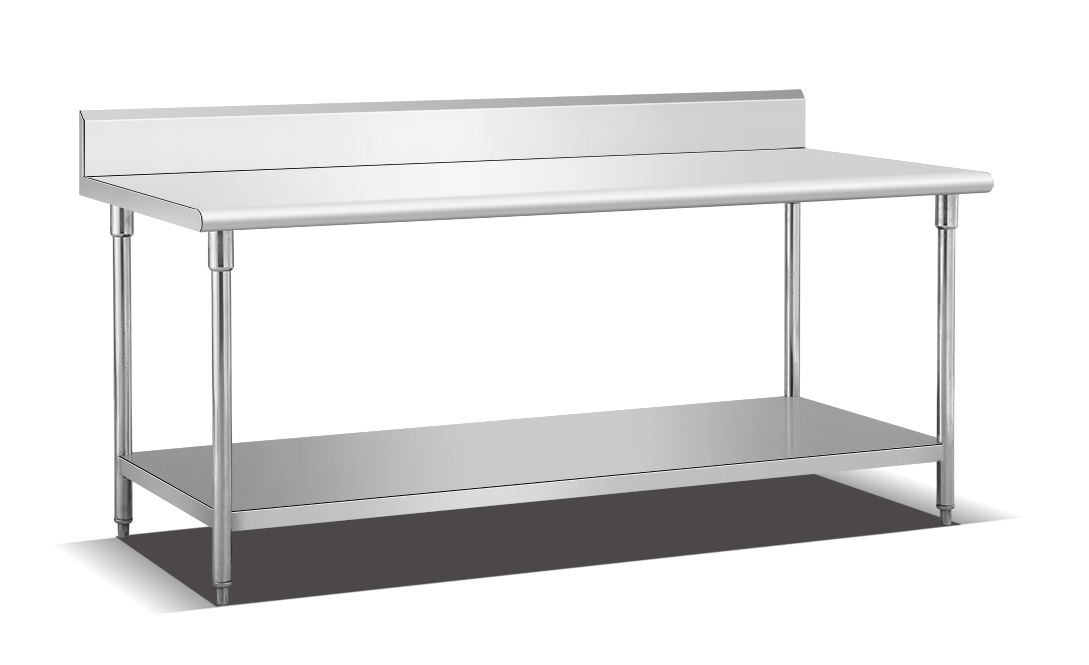 Stainless steel knock-down worktable with backsplash