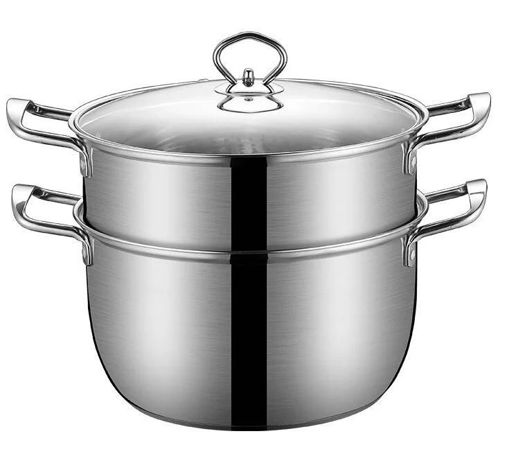 Stainless steel steamer pot, 2 tiers, 30 cm