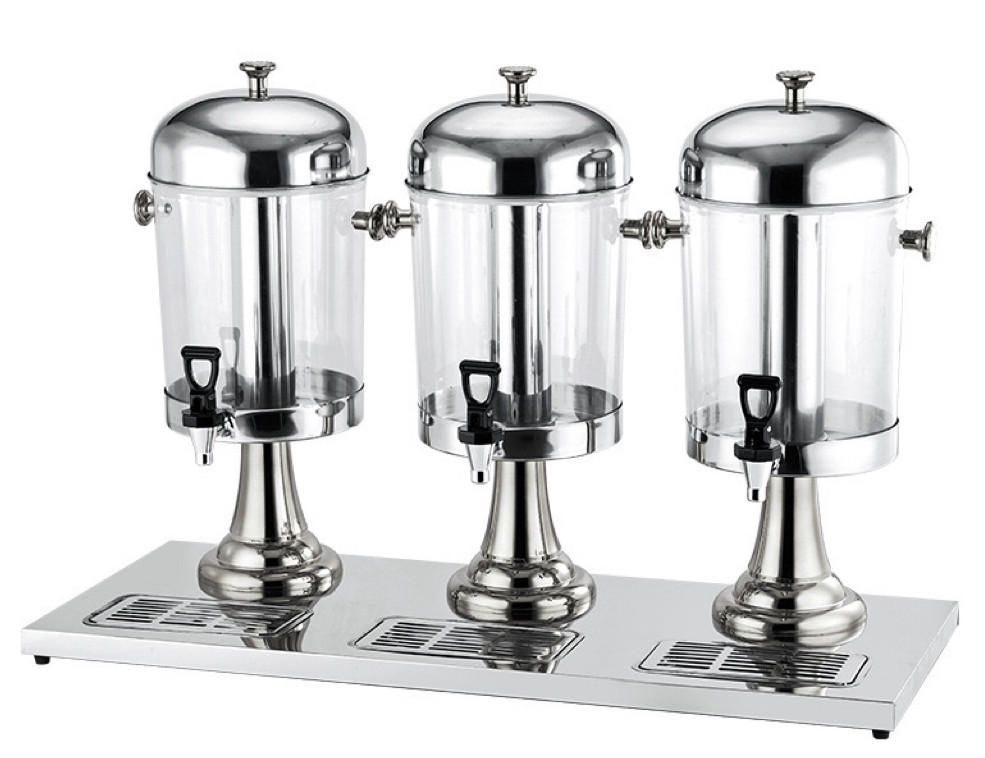 Stainless steel triple juice dispenser, 3 × 8 L