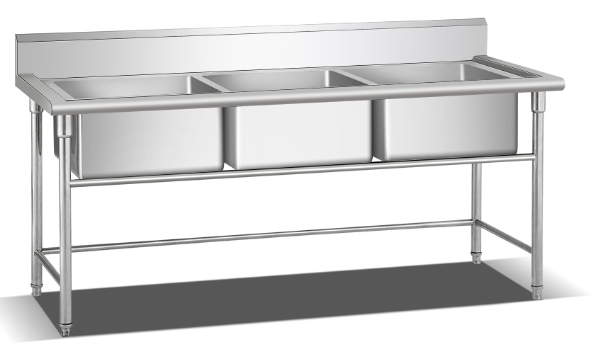 Stainless steel triple sink