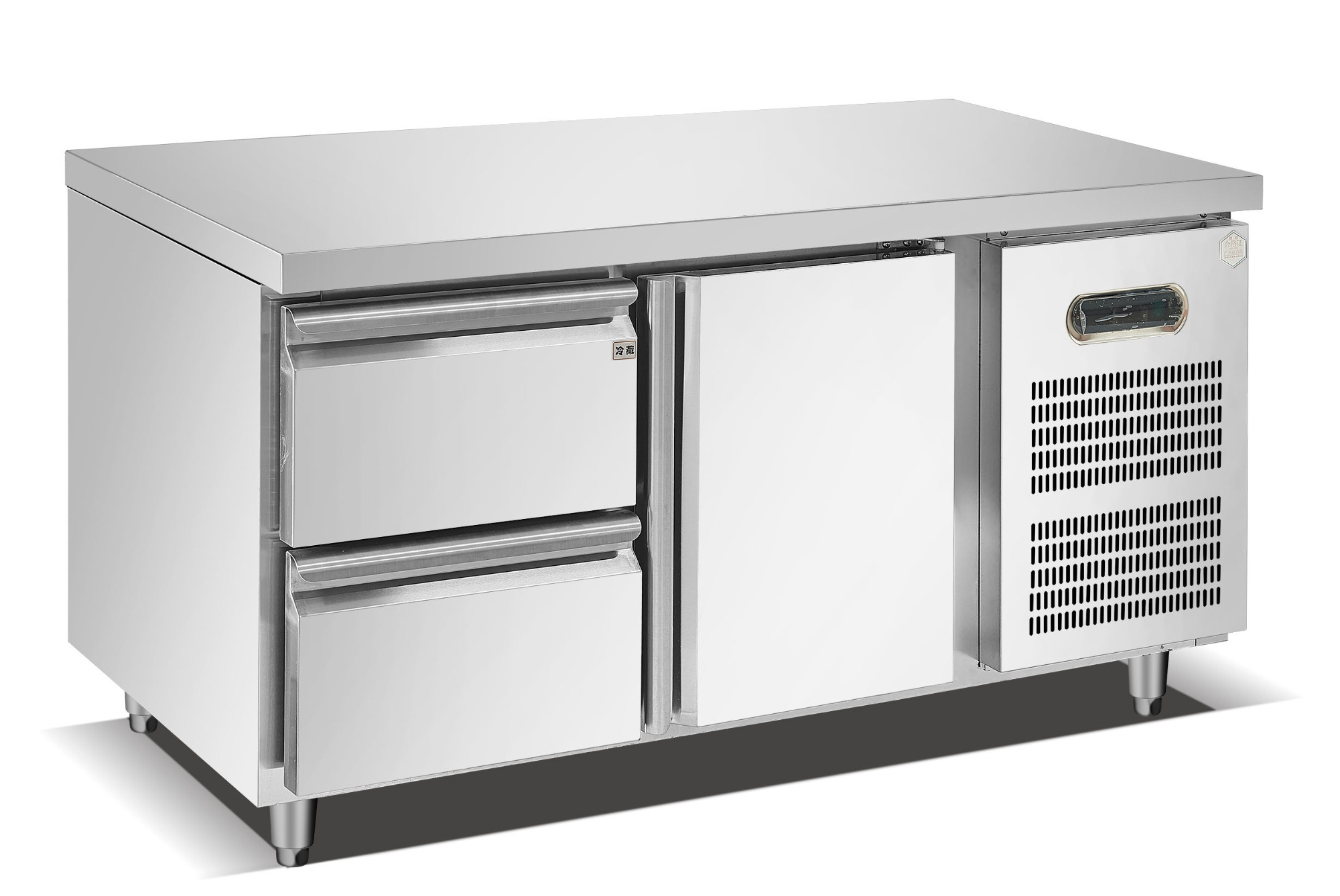 Stainless undercounter chiller with 2 drawers