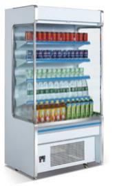Upright open display chiller, one-piece unit