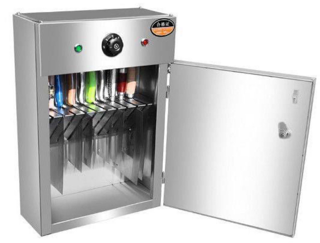 UV knife steriliser cabinet, door open